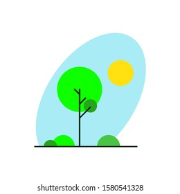 Tree landscape. Flat illustration. Isolated on white background. 