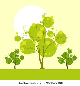 tree landscape with green leaves vector illustration