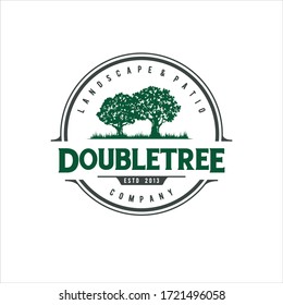 Vector de árbol doble para el logotipo de paisajes y patios