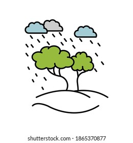 Tree landscape rain line icon. Element of landscapes icon