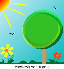 tree lanscape, abstract vector art illustration