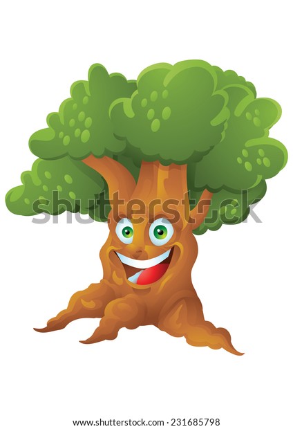 Tree Laughing Cartoon Character Isolated Stock Vector (Royalty Free ...