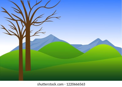Tree in the lawn. cartoon vector design