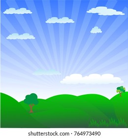 Tree in the lawn. cartoon vector design