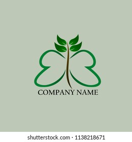 Tree leaf Abstract Butterfly Vector logo