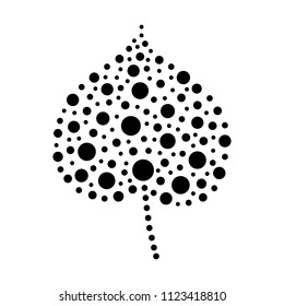 Tree leaf. Circles are black and white.