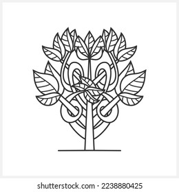 Árbol con hoja. Colorando el libro de páginas aislado. Clíparte dibujada a mano. Esbozar ilustración vectorial de icono. EPS 10