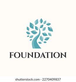 concepto de árbol y hoja para el logotipo de la marca de fundación