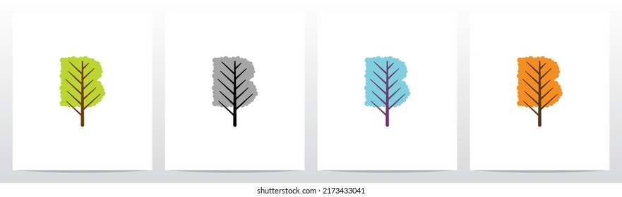  Tree With Leaf Forming Letter Logo Design B