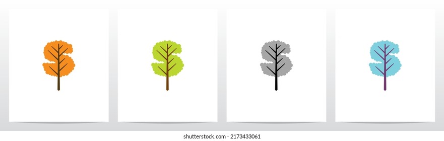  Tree With Leaf Forming Letter Logo Design S
