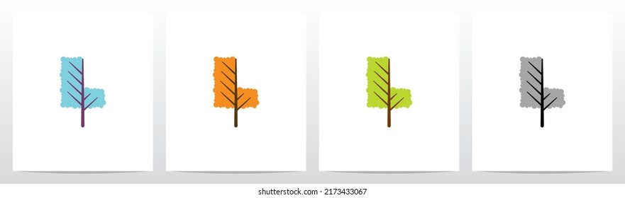  Tree With Leaf Forming Letter Logo Design L
