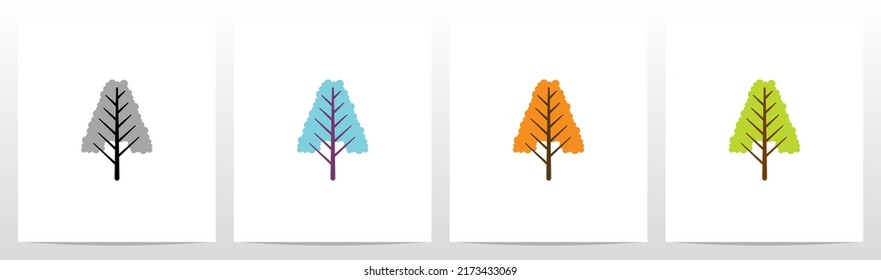  Diseño De Logotipo De Letra De Forma De Árbol Con Hojas A