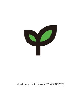 Árbol, símbolo geométrico hoja simple vector logo
