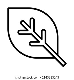 Tree Leaf Icon. Line Art Style Design Isolated On White Background