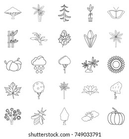 Tree leaf icons set. Outline set of 25 tree leaf vector icons for web isolated on white background