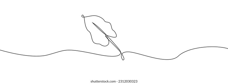 Dibujo de una línea de hoja de árbol. Dibujo de una línea de hoja tropical.Dibujo continuo de hojas de palmera tropicales.Hoja de palmera exótica de una sola línea. Esbozo de contorno de hojas.