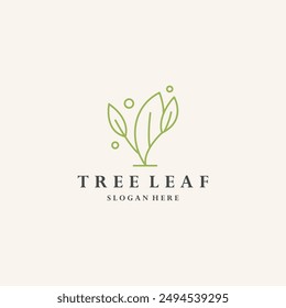 tree leaf logo design, care plant green leaves symbol icon template