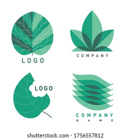 Tree leaf logo design, eco-friendly concept. Nature elements. Nature logo. Set of eco green badge. Leaves badges, branches wreath, plants element. Sign label, emblem set. Organic design template.