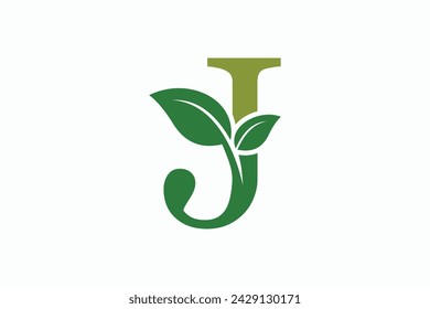 tree leaf logo design with letter logo j consept premium vector