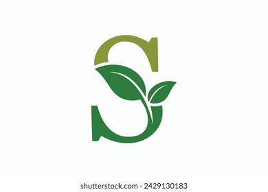 diseño del logotipo de la hoja de árbol con el concepto del logotipo de la letra vector premium