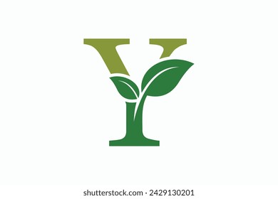 tree leaf logo design with letter logo y consept premium vector
