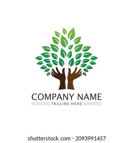 tree leaf logo design vector of green Tree leaf ecology nature element illustration