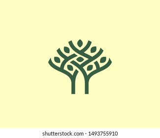 Tree leaf logo icon design abstract modern minimal style illustration. Park nature vector emblem sign symbol mark logotype