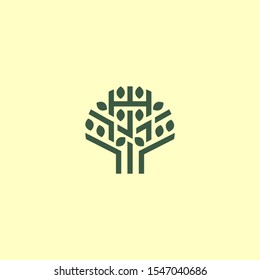 Tree leaf logo icon design abstract modern minimal style illustration. Park nature vector emblem sign symbol mark logotype