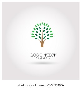 Tree and Leaf Logo. Symbol and Icon Vector Template.