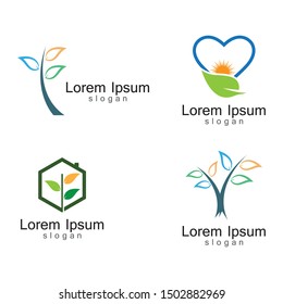 Tree leaf logo template vector icon
