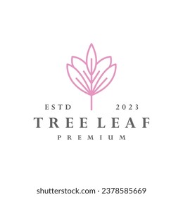 Tree leaf logo vector icon illustration hipster vintage retro