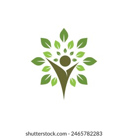 Tree leaf people icon logo abstract vector illustration symbol