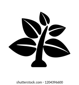 Tree Leaf Plant Icon - Vector Plant Seedling Sign Symbol. Green Ecology Illustration Isolated, Silhouette Environment And Nature