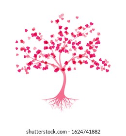 tree with leaf shape heart symbol design vector illustration