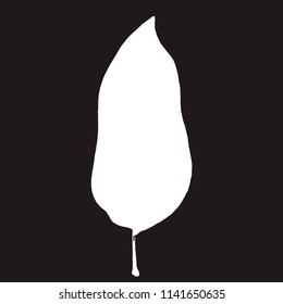 Tree leaf silhouette on black background. Laconic and stylish illustration. Monochrome vector