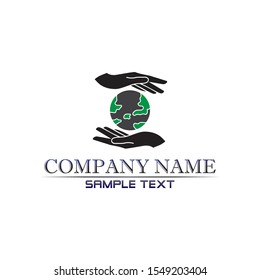 Tree leaf sun water drop vector logo design hand friendly concept
