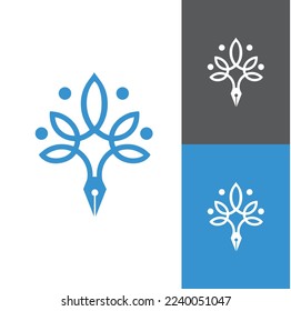 Plantilla de logotipo con forma de estrella con temática de árbol y hoja