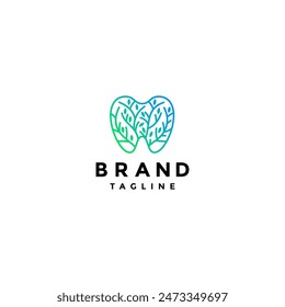 Tree Leaf Tooth Icon logo design. Simple Green Nature Dentistry Logo Design.