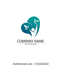 Tree leaf vector and green logo design friendly concept 