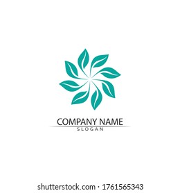 Tree leaf vector and green logo design friendly concept 