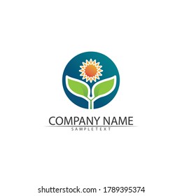 Tree leaf vector and green logo design friendly concept 