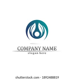 Tree leaf vector and green logo design friendly concept 
