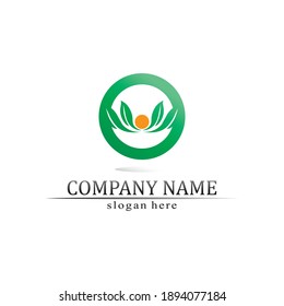Tree leaf vector and green logo design friendly concept 