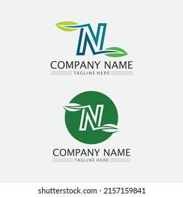 Tree leaf vector and green logo design friendly concept 