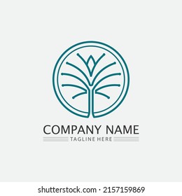 Tree leaf vector and green logo design friendly concept 
