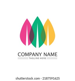 Tree leaf vector and green logo design friendly concept 