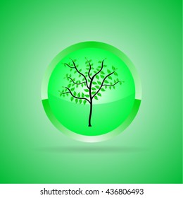 Tree with leaf vector icon.