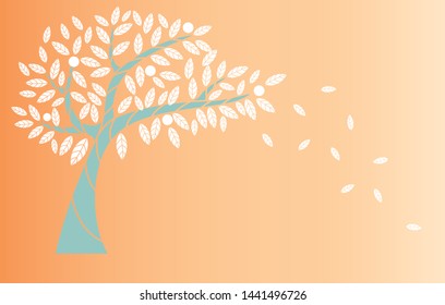  tree with leaf , vector illustration