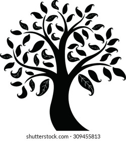  tree with leaf , vector illustration