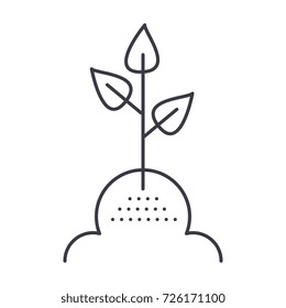 tree leaf vector line icon, sign, illustration on background, editable strokes
